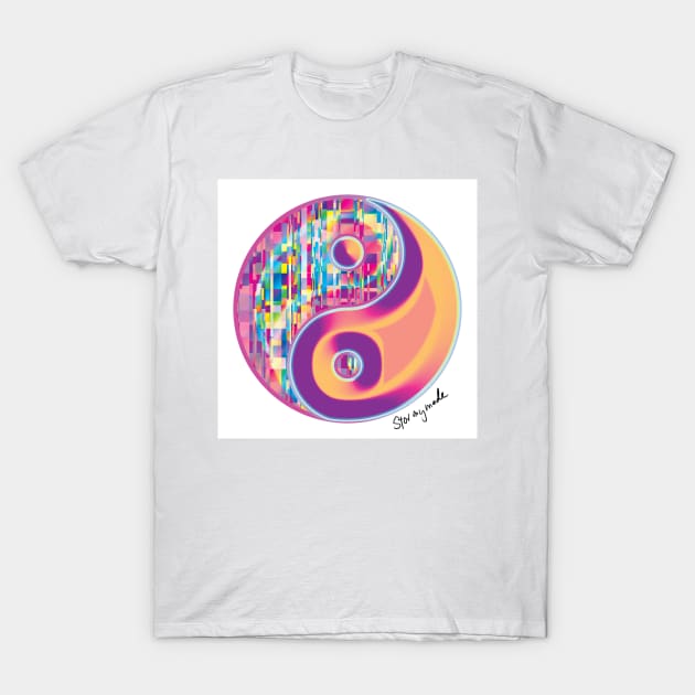 Glitchy Yin Yang T-Shirt by STORMYMADE